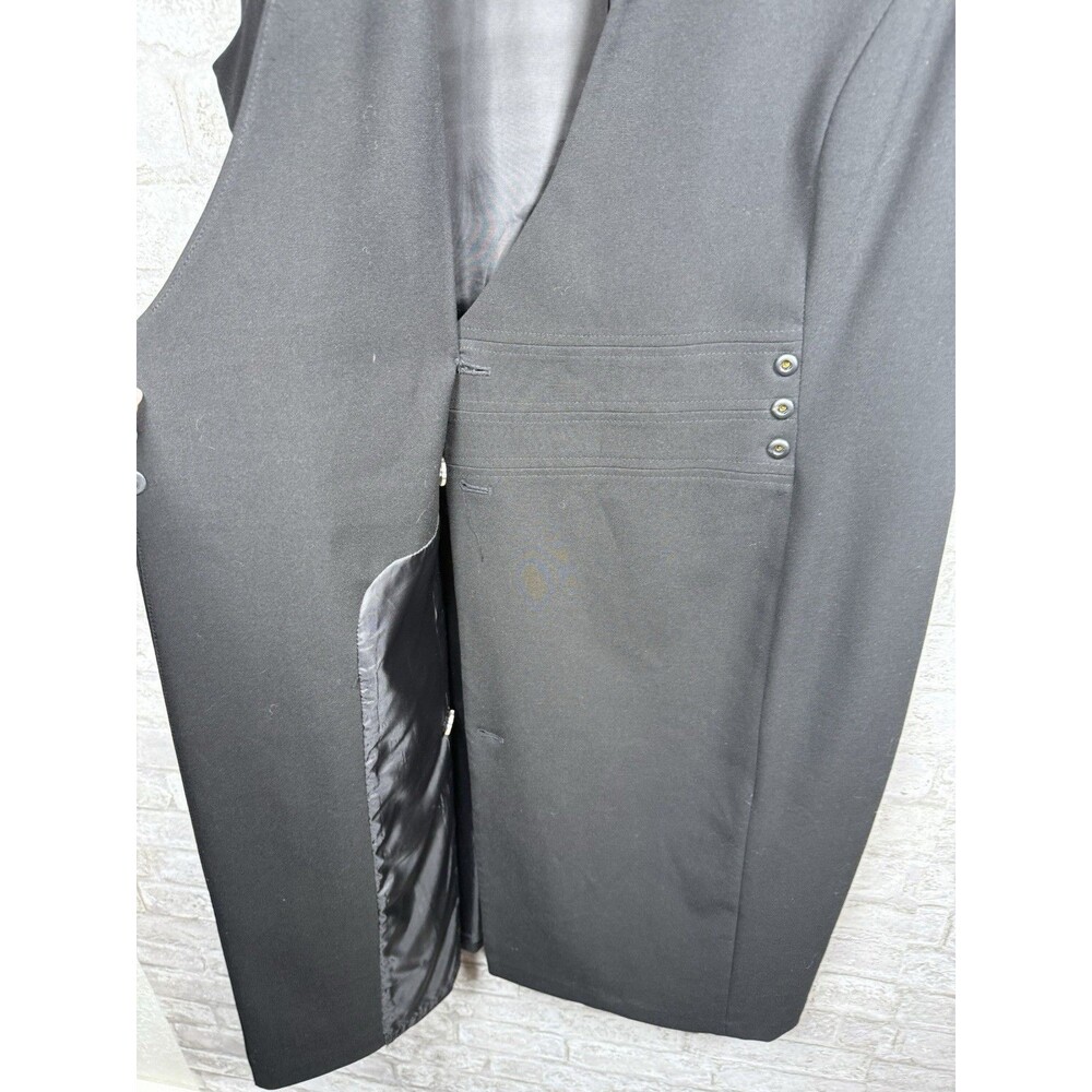 Calvin Klein Black Sheath Dress Sz 10 Sleeveless Mock Neck Faux Wrap Career Work - Picture 5 of 12